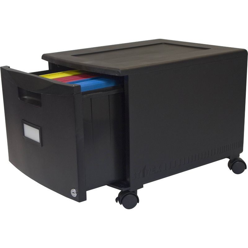 Storex 1-Drawer File Cabinet with Wheels - Black
