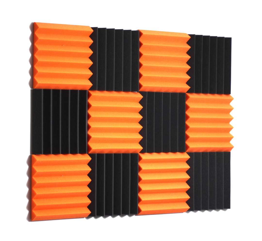 2" Orange and Black Acoustic Wedge Soundproofing Studio Tiles 12 pack