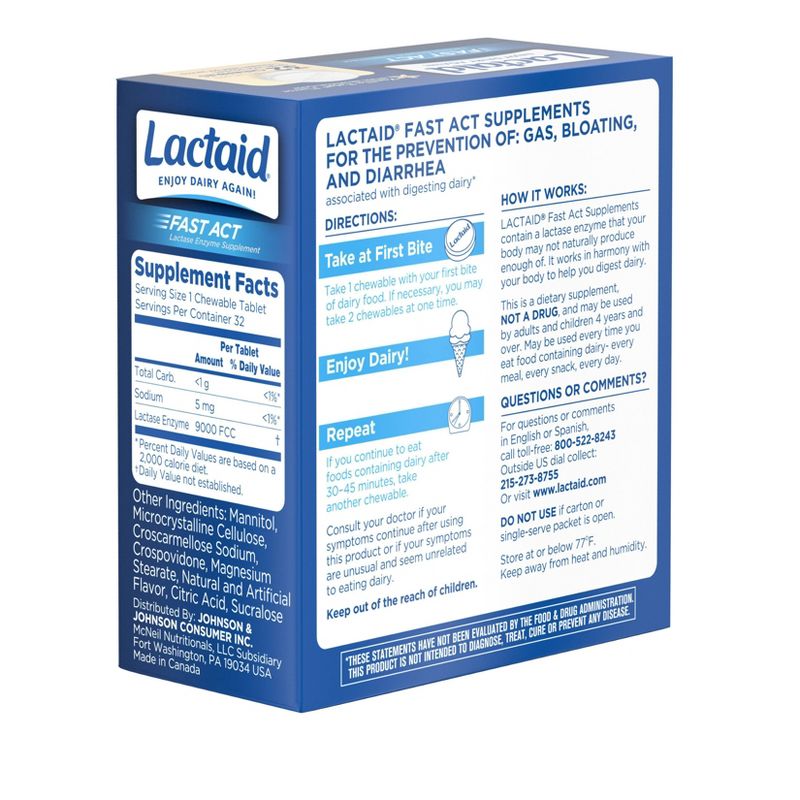 Lactaid Fast Act Lactose Relief Chewables - Vanilla - 32pk