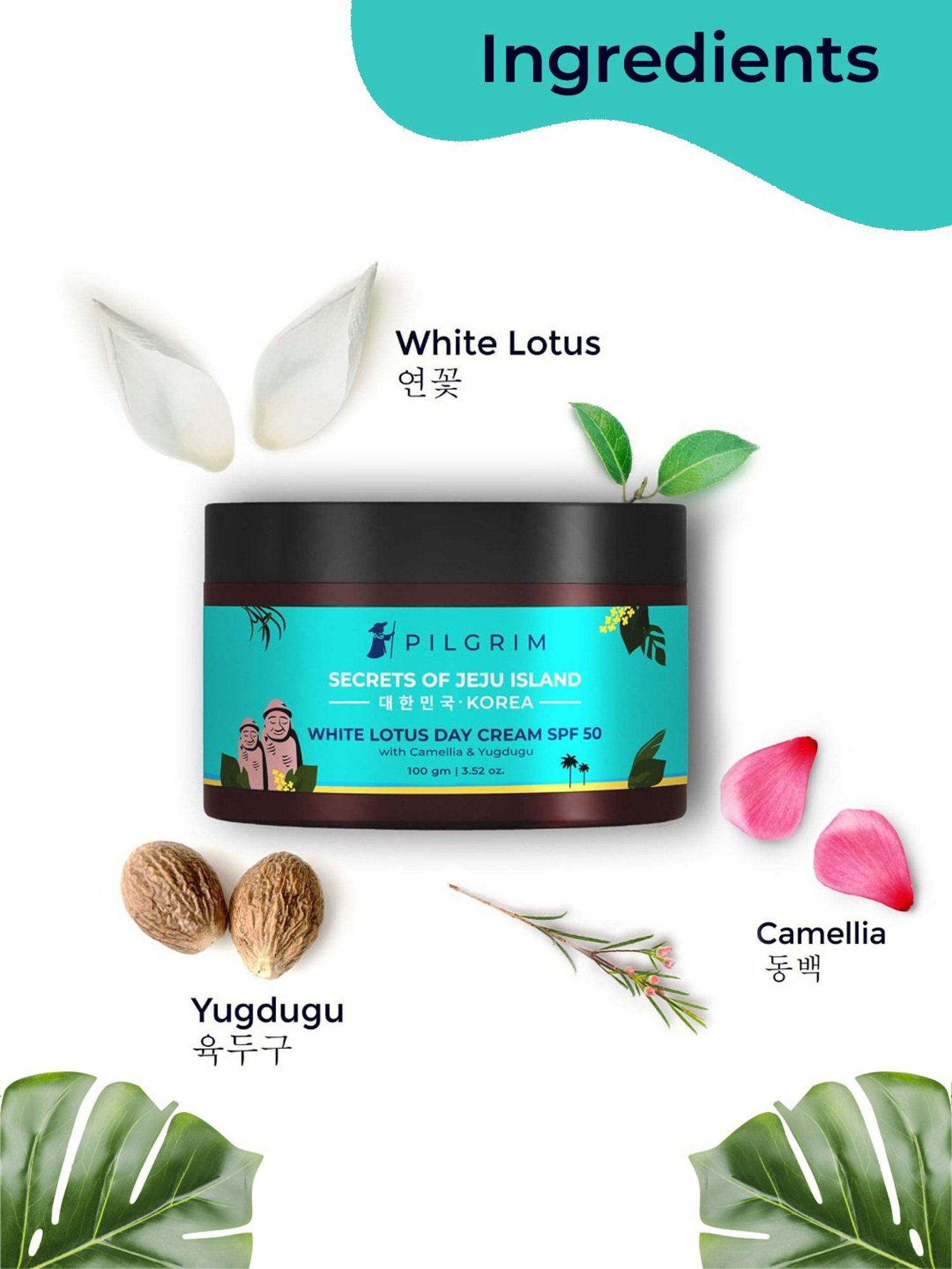 Pilgrim White Lotus Face Cream with SPF 50 PA+++ - 100 gm