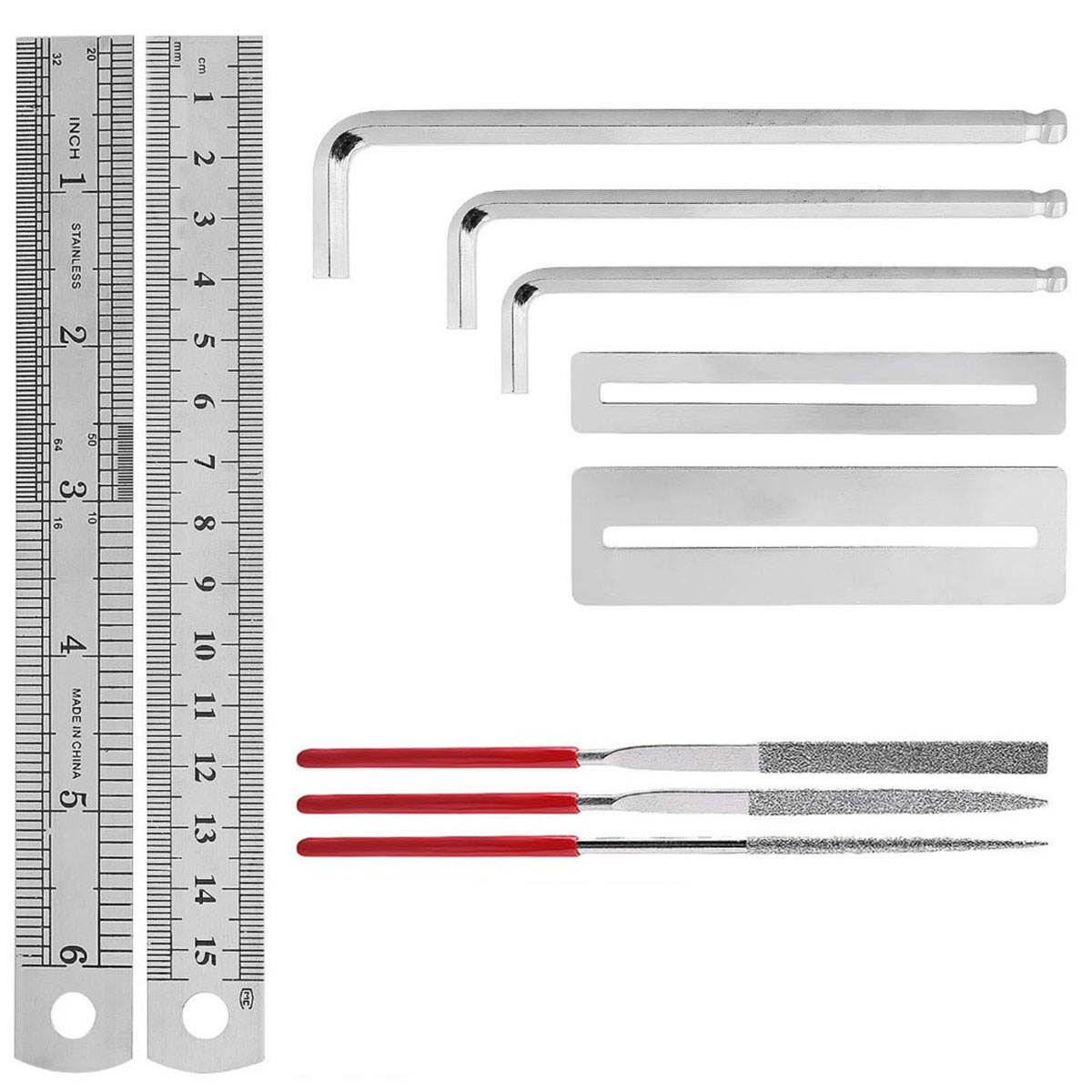 Guitar Repairer Tools Polishing File Wrench Repair Ruler Tools Simple Practical Useful Guitar Repair Tools (Black)