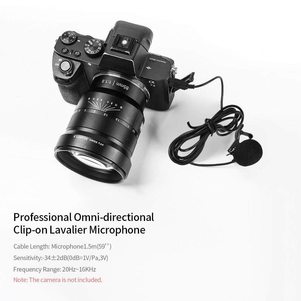 GL-119 3.5AUX Lavalier Microphone Omni Directional Condenser Microphone Superb Sound for Audio and Video Recording Black