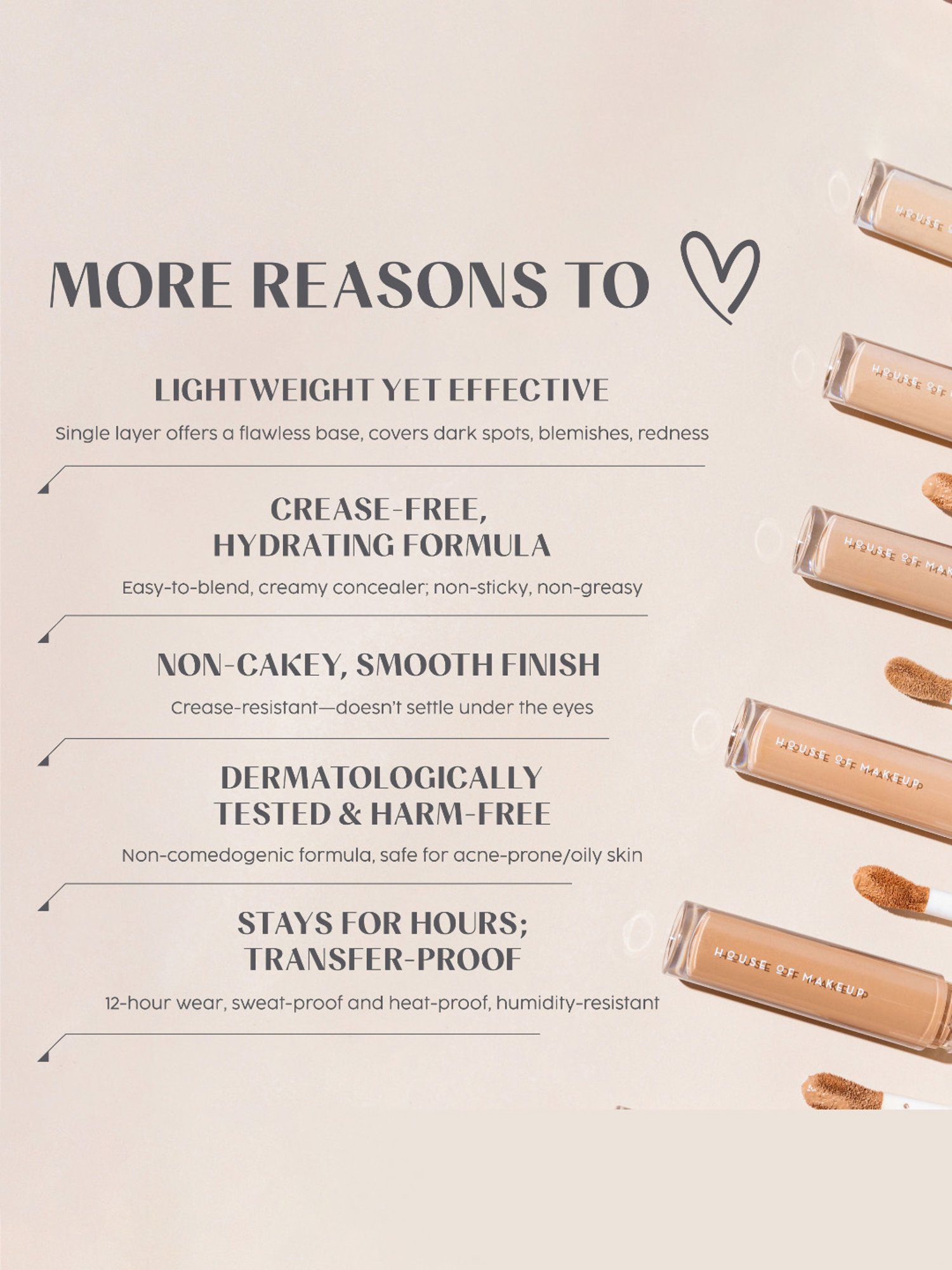 House of Makeup Zoom In Crease-Free Creamy Concealer MD01-Medium-To-Deep Skin Tone - 6 ml