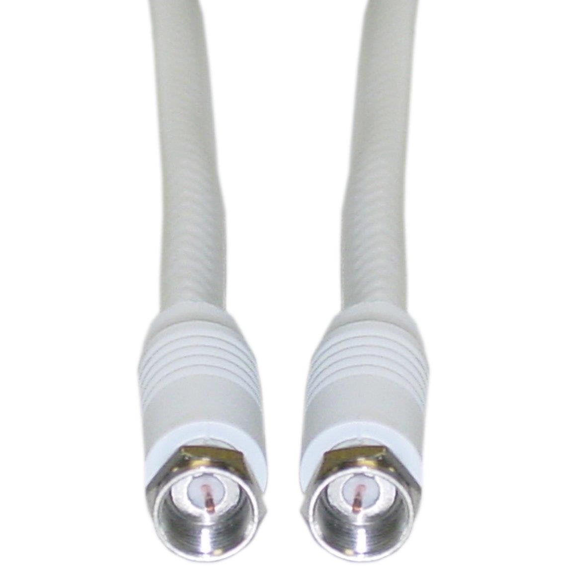 F-Pin RG6 Coaxial Cable, White, F-Pin Male, Ul Rated, 25 Foot