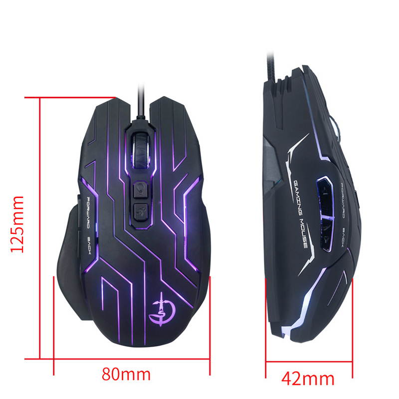 RGB Gaming Mouse Wired Programmable Ergonomic USB Mice 4800DPI, 7 Buttons for Laptop PC Gamer Computer Desktop
