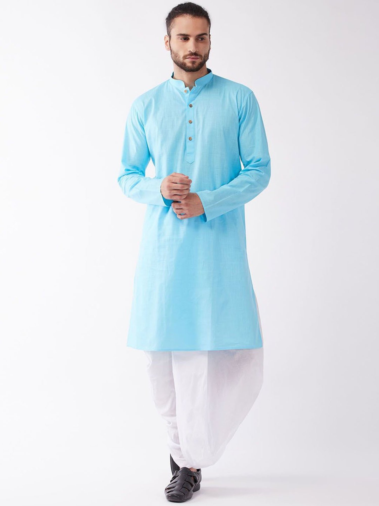 Vastramay White Cotton Straight Fit Embroidery Ethnic Suits