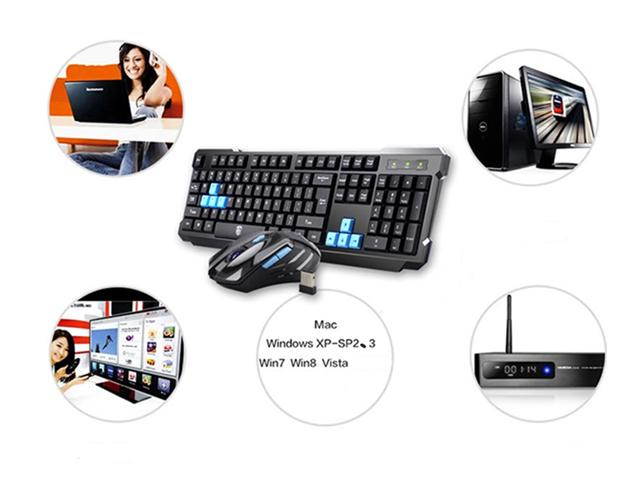 Black & White Multimedia Gaming Keyboard & Mouse With USB RF 2.4GHz Wireless HTPC, Anti-Ghosting Feature, Water-Proof Design, Mute Effect and Mechanical Feel Design, Fully Compatible