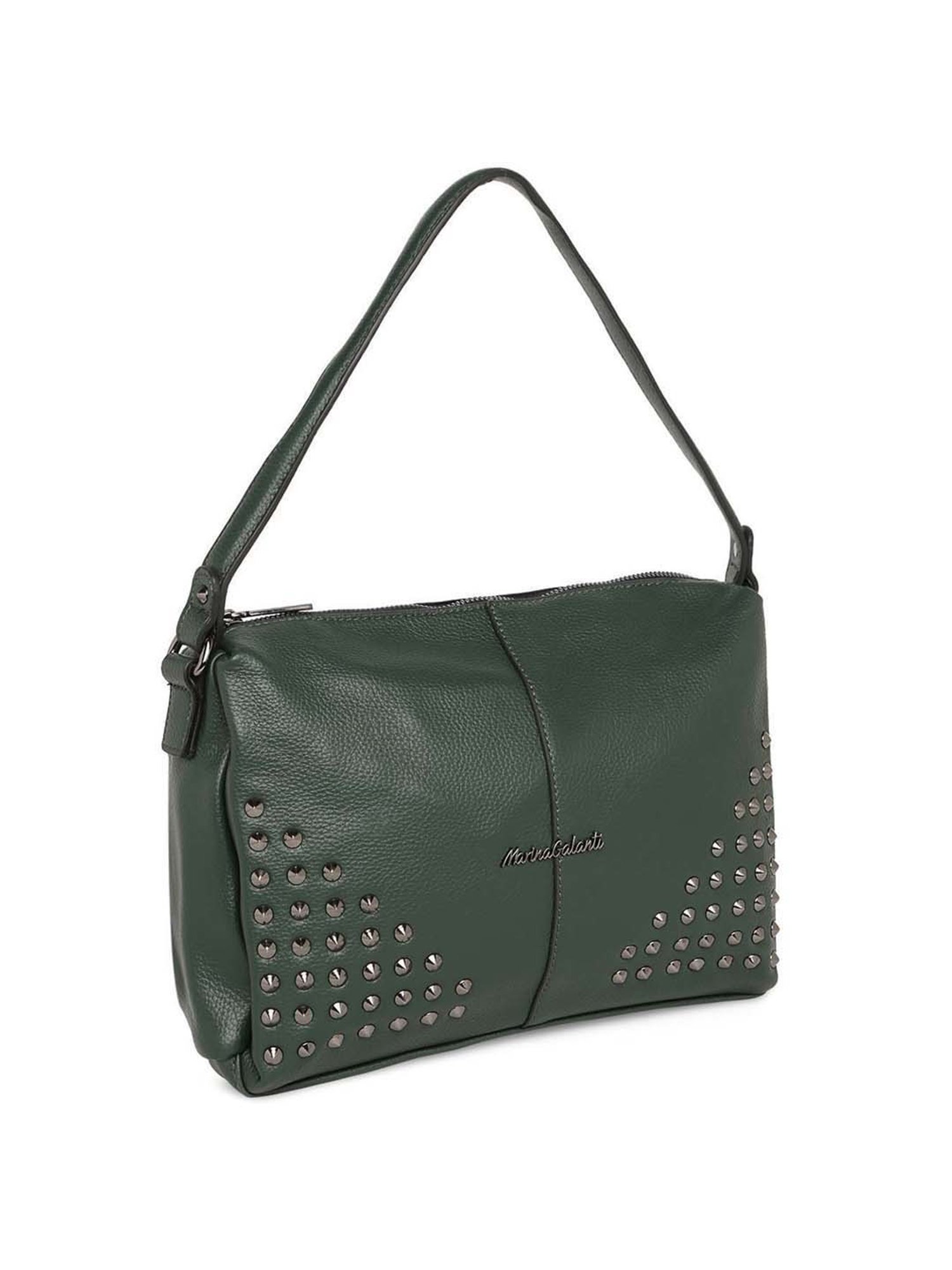 Marina Galanti Green Rivets Medium Baguette Bag