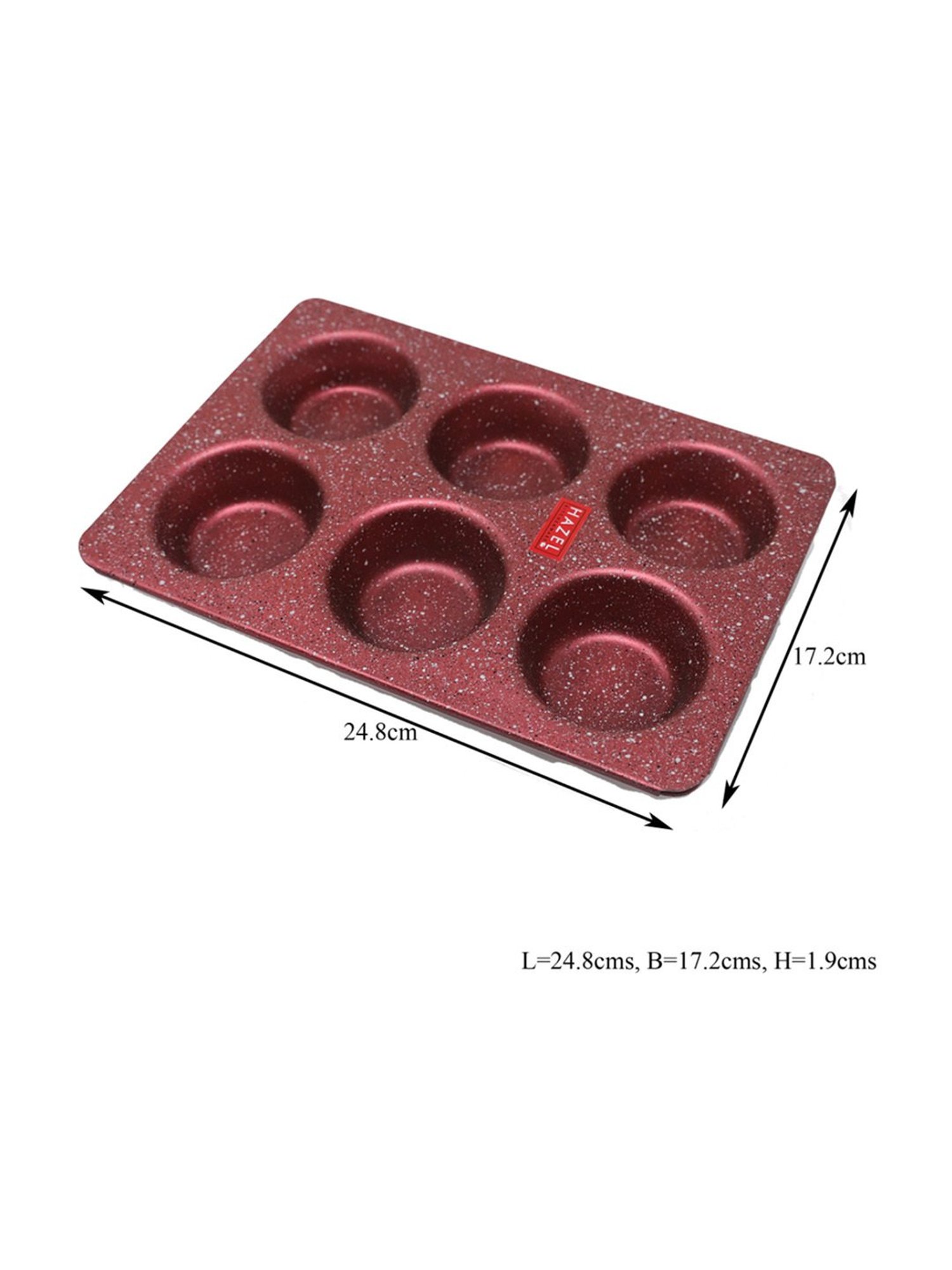 HAZEL Alfa Red Heavy Gauge Aluminium Granite Finish Non Stick Muffin Tray
