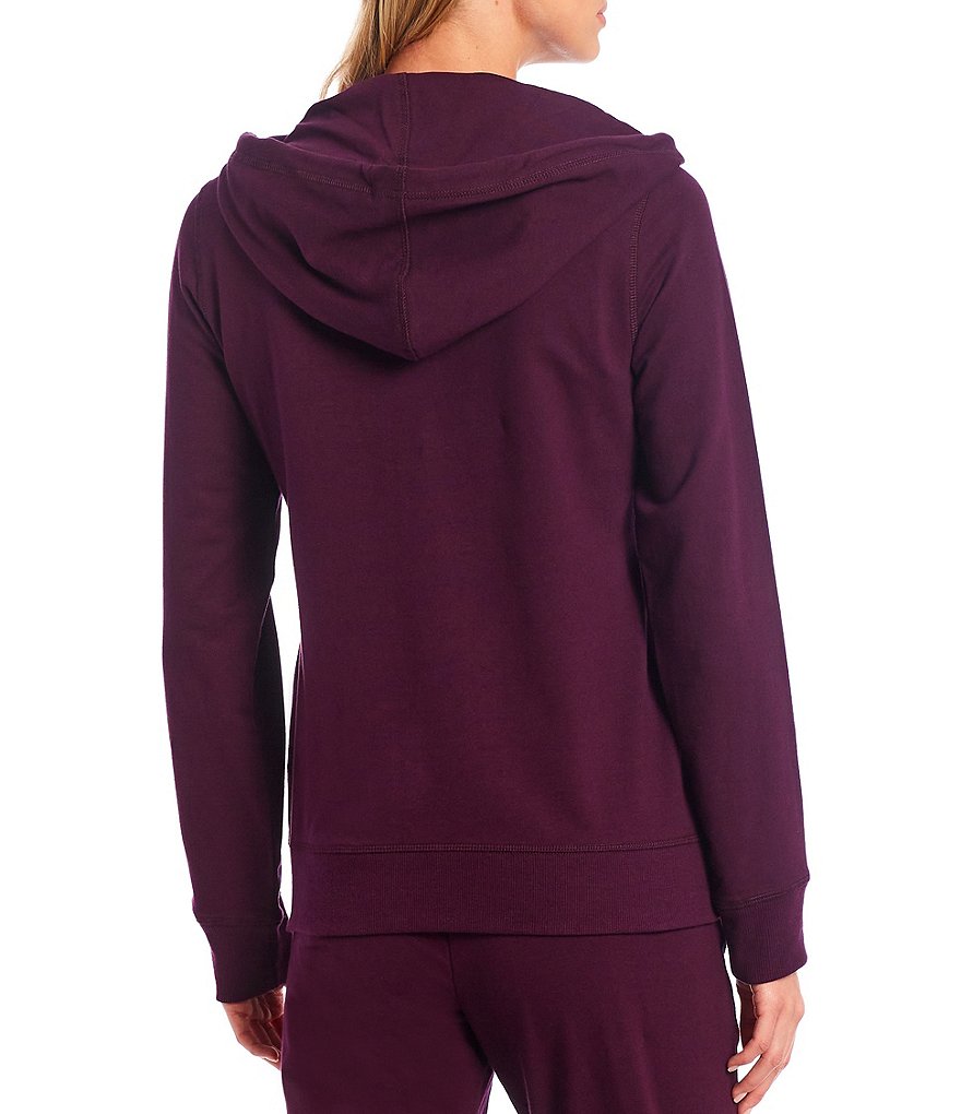 Calvin Klein Solid French Terry Long Sleeve Knit Zip Front Coordinating Drawstring Hoodie