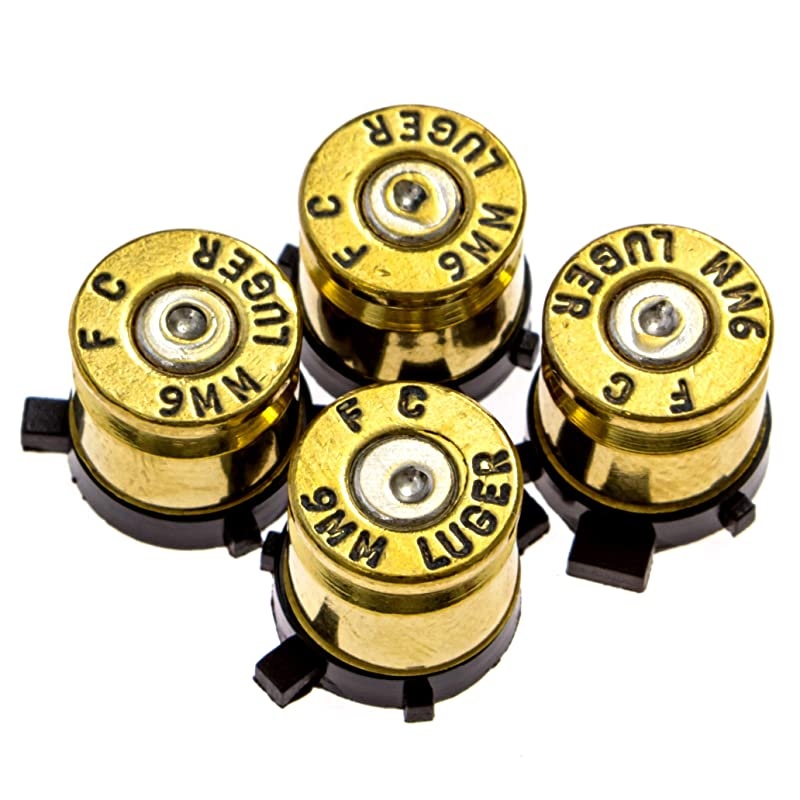 Bullet Buttons Gold Silver Made Using Real Once Fired 9MM Bullet Casings Designed for PS3 and PS2 Controllers