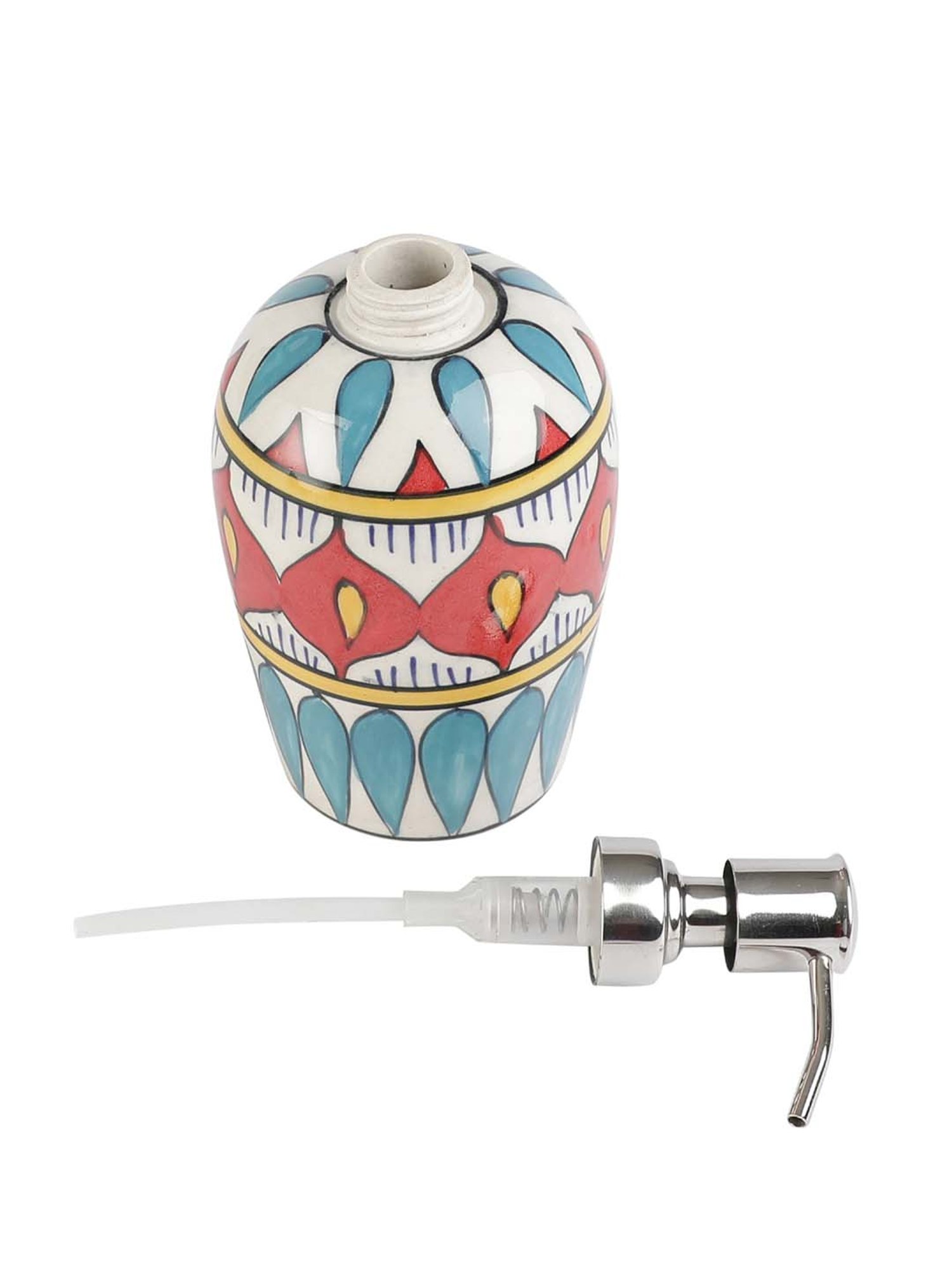 VarEesha Multicolor Ceramic Potter's Touch Liquid Soap Dispener (0.30L) - Set of 1