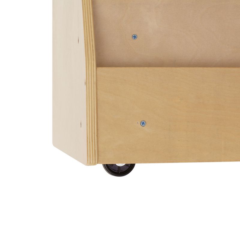 ECR4Kids Birch Book Display Stand with Storage, Wood Shelf Organizer, 5 Shelves & 2 Compartments