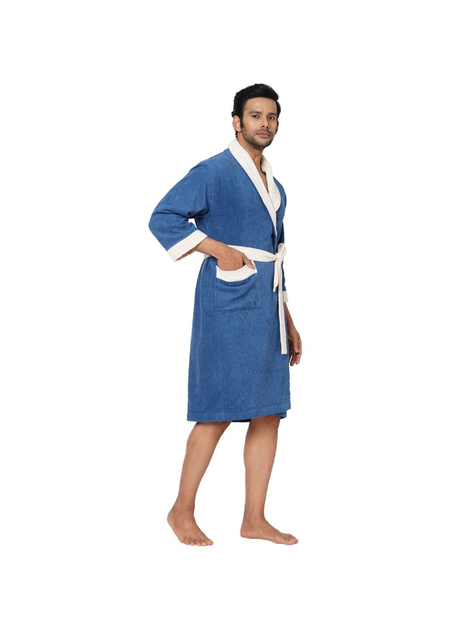 Spaces Cloudz Solid Blue Cotton Bathrobes