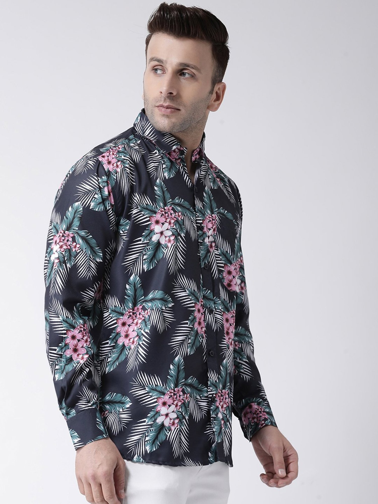 Hangup Plus Black Slim Fit Printed Shirt