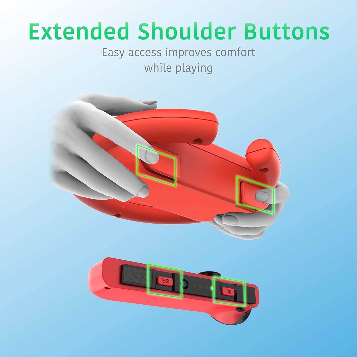 Steering Wheel Controller for Nintendo Switch (2 Pack) - Racing Games Accessories Joy Con Controller Grip for Mario Kart, Blue/Red Combo