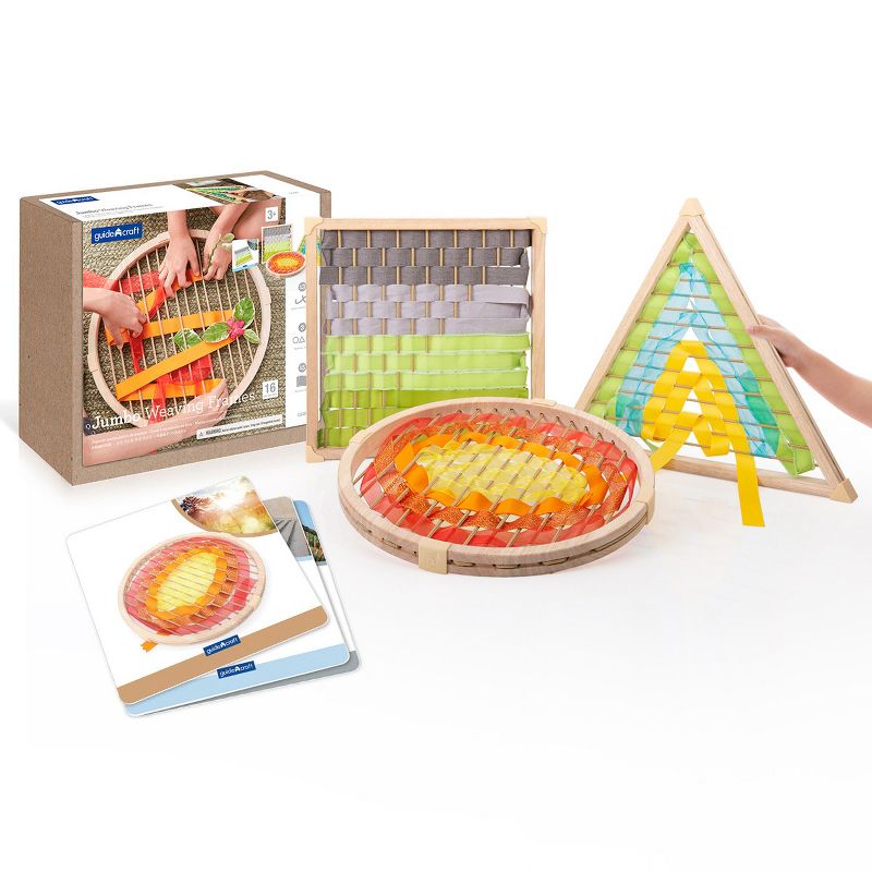 Guidecraft Children's Jumbo Weaving Frames With 3 Oversized Geometric Frames