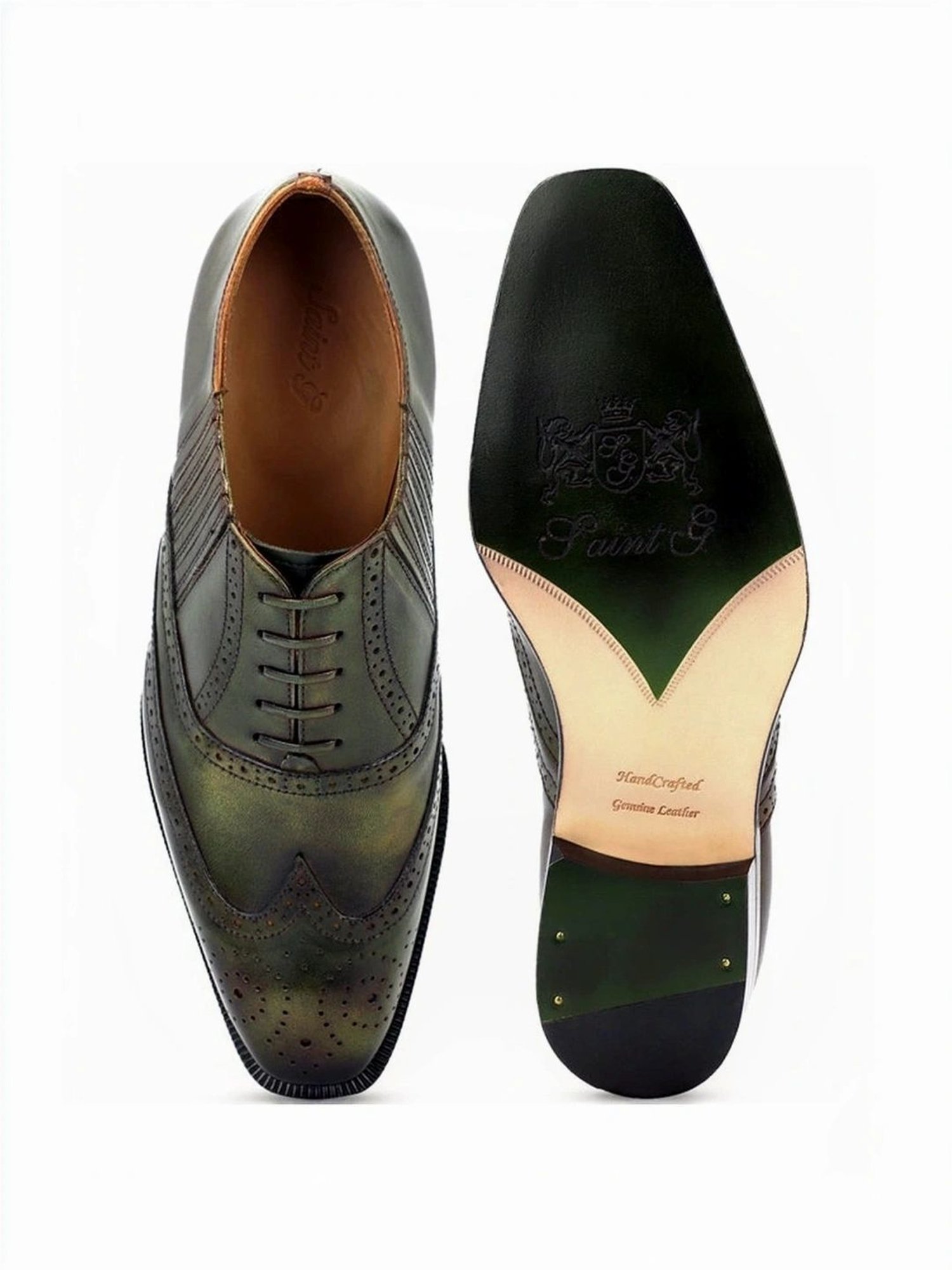 Saint G Men's Vincenzo Olive Brogue Shoes