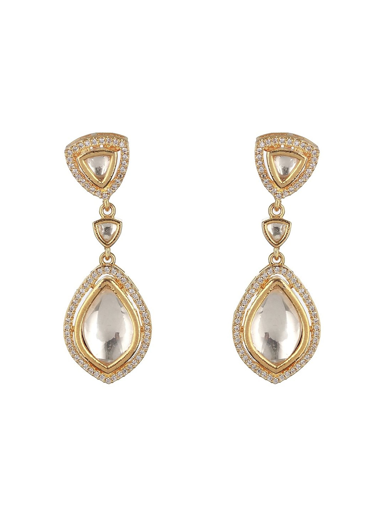 Saraf RS Jewellery Gold Original Kundan Studded Dangler Earring