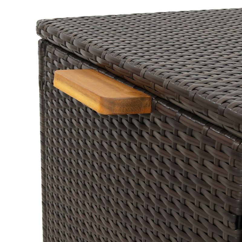 Sunnydaze Indoor Garage Acacia Wood and Resin Wicker Storage Box Trunk with Hinged Lid - 47" - Brown