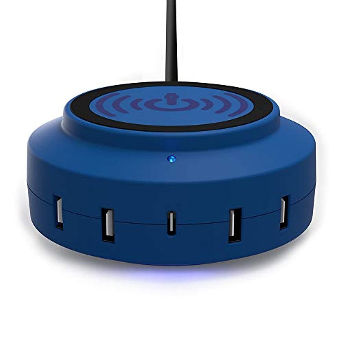 ChargeHub X5+ Elite 3005, 5W Qi Wireless Charger & 54W 5-Port USB Charging Station Including Type-C for Quick Charging Compatible with iPhone Xs Max/XR/XS/X/8 & Galaxy S10/S9/S9+/S8/S8+/Note 8 (Blue)