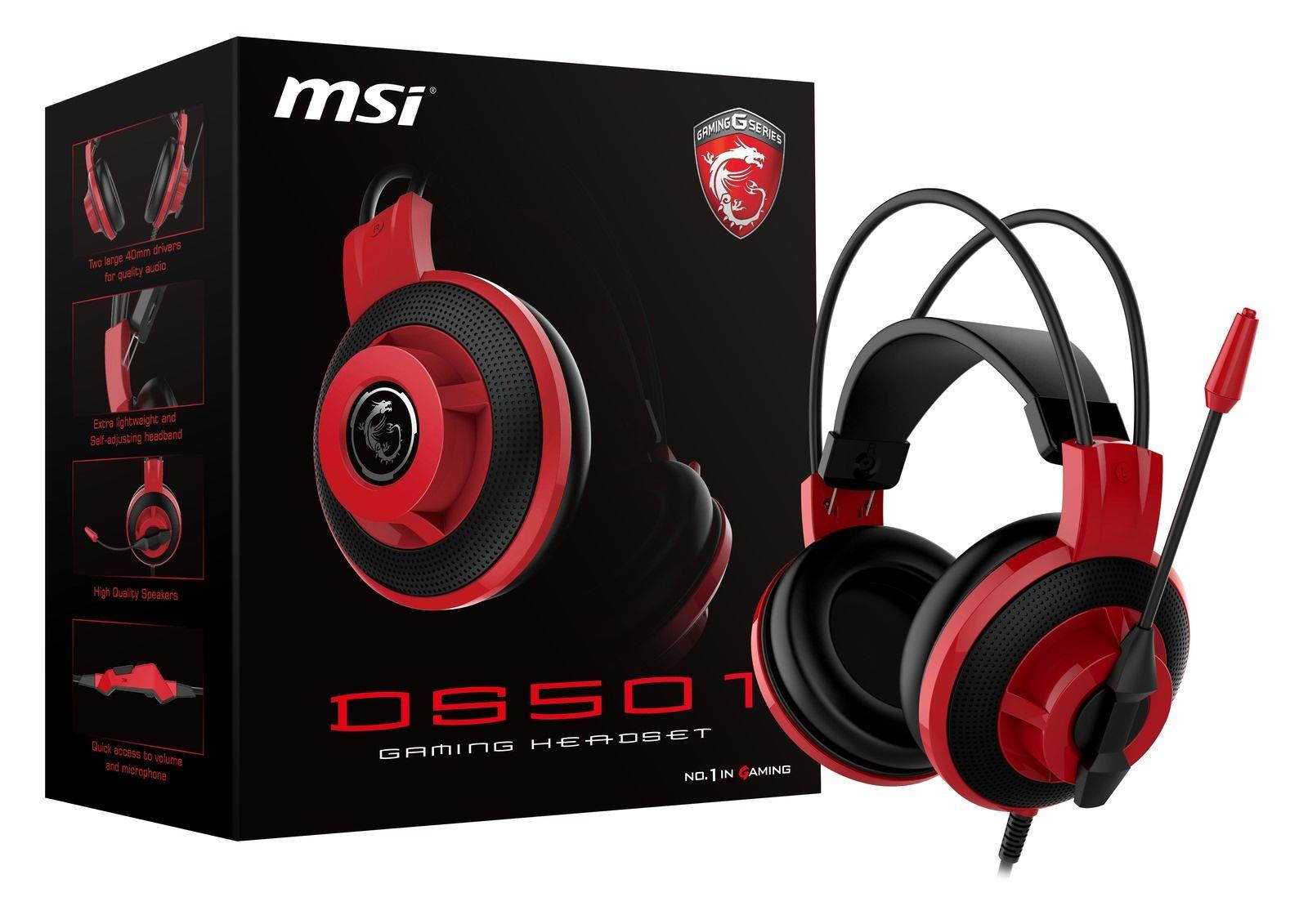 MSI DS501 GAMING Headset with Two 40mm Drivers for Quality Audio