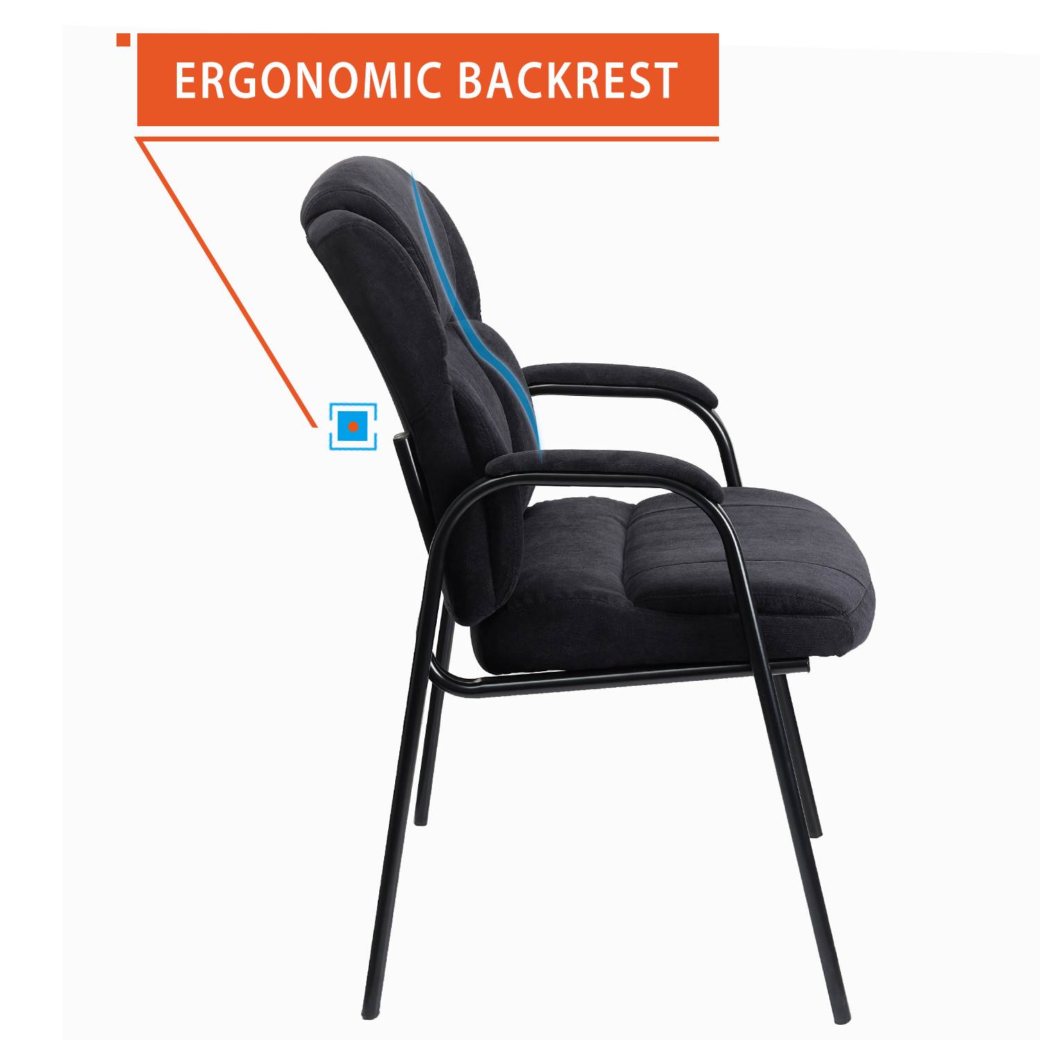 CLATINA Upholstered Guest Chair with Padded Arm Rest for Reception Meeting Conference and Waiting Room Side Office Home Black