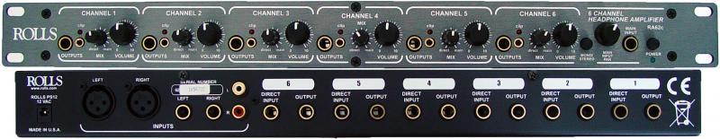 Rolls RA62C 6-Channel Headphone Amplifier, 1U Rackmount