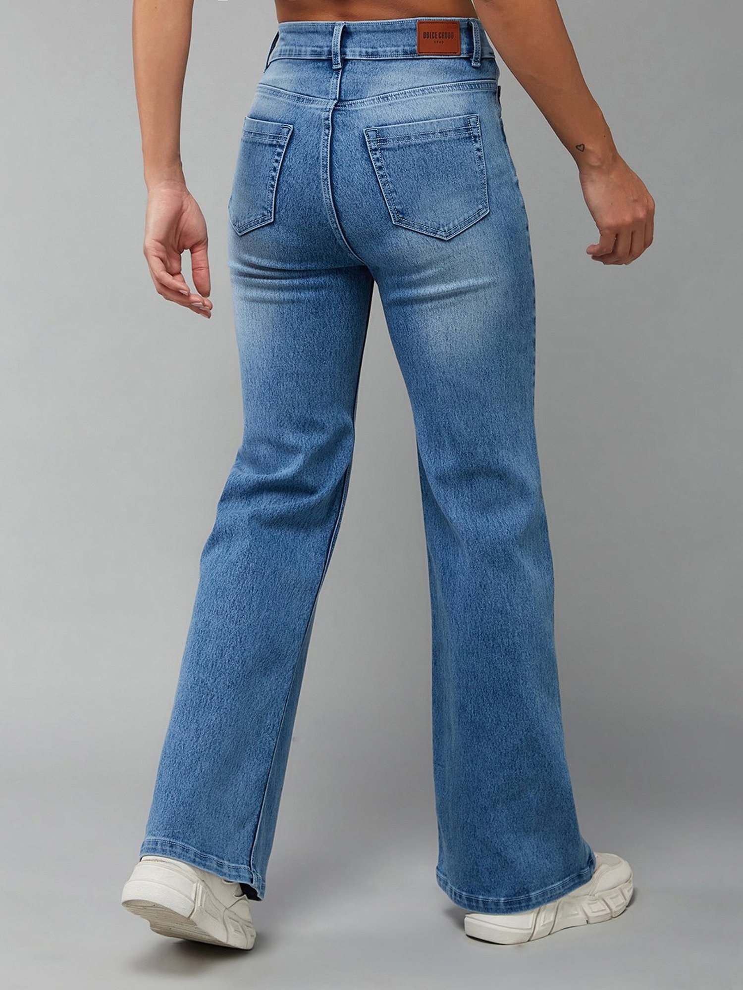 DOLCE CRUDO Blue Denim Relaxed Fit High Rise Jeans