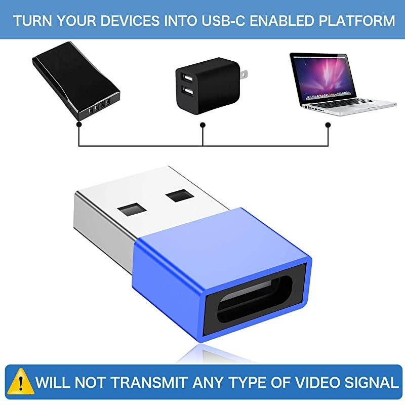USB C Female to USB Male Adapter 2Pack  Type C to USB A Adapter Compatible with Laptops Power Banks Chargers and More Devices with Standard USB A PortsBlue