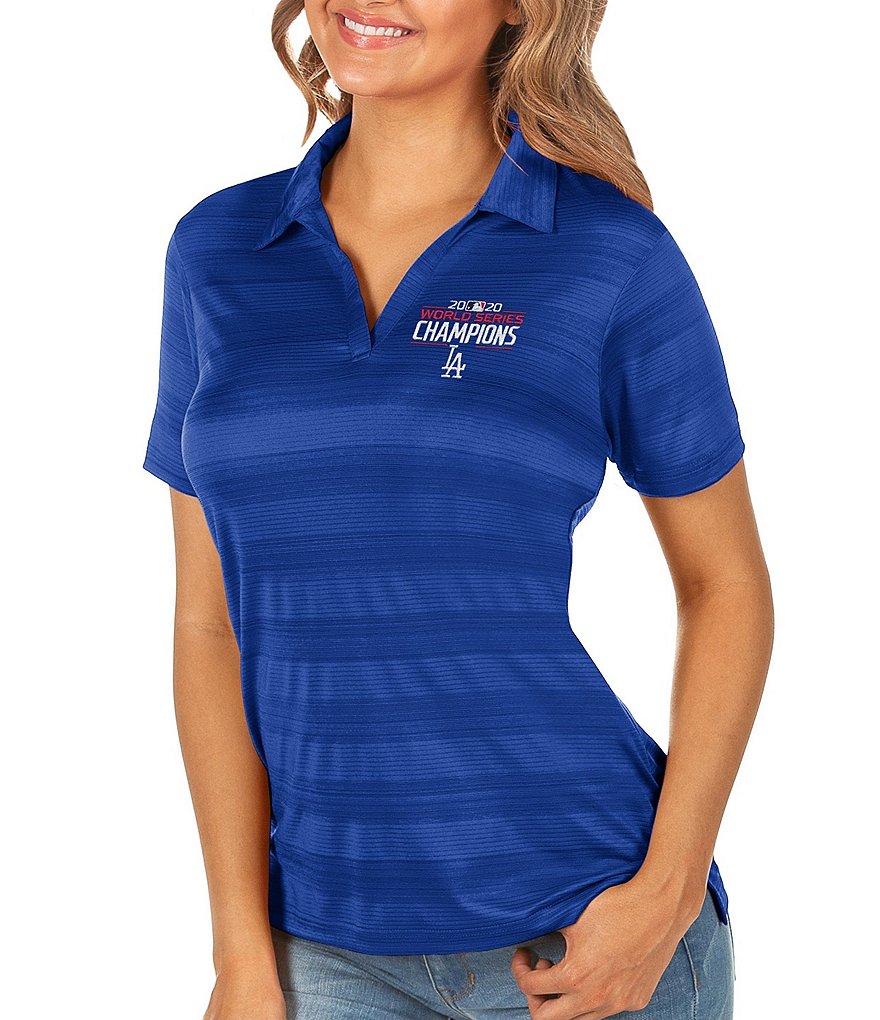Antigua Women's MLB Los Angeles Dodgers 2020 World Series Champions Compass Short-Sleeve Polo Shirt