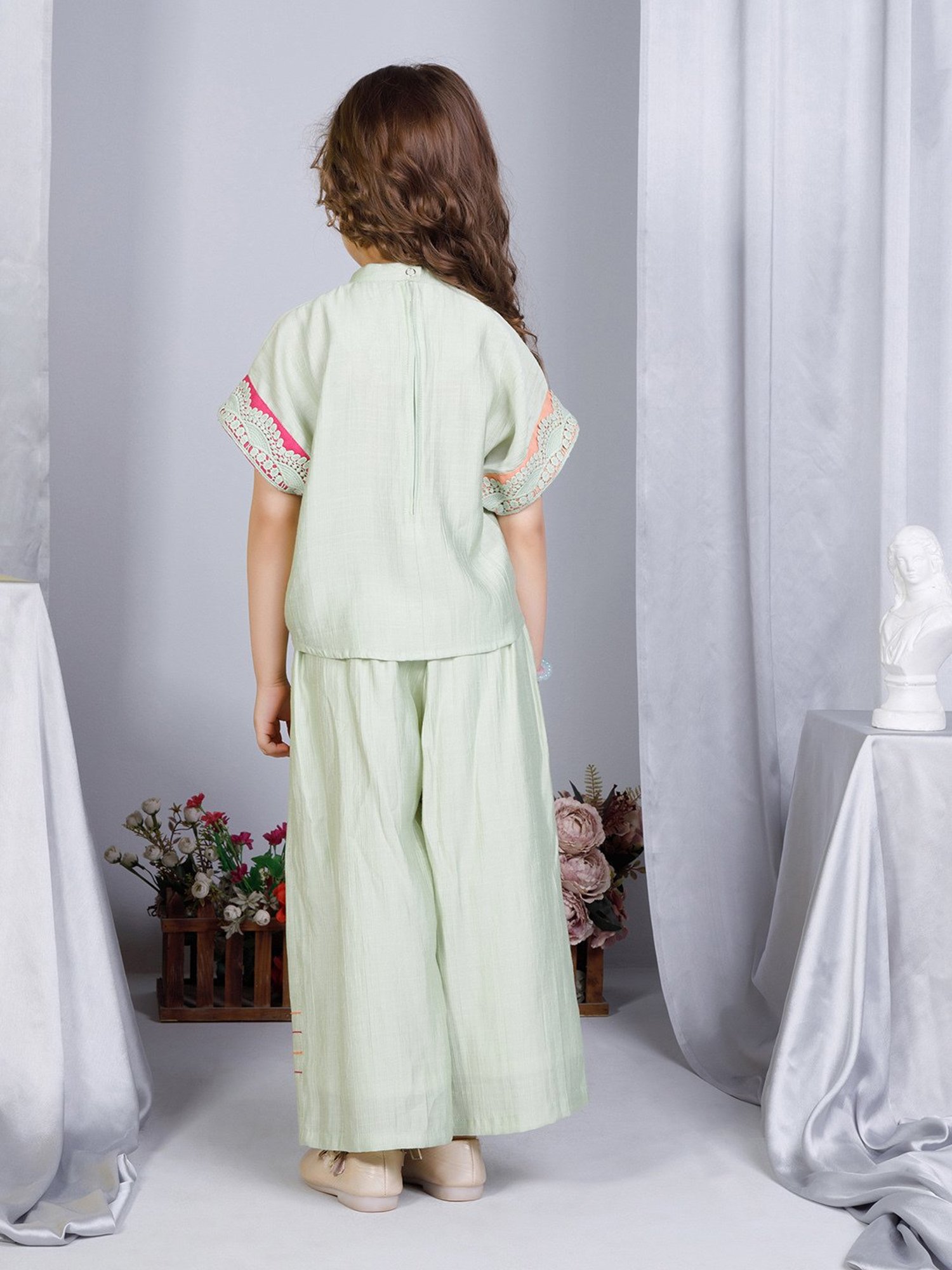 Peppermint Kids Green Embroidered Top with Culottes