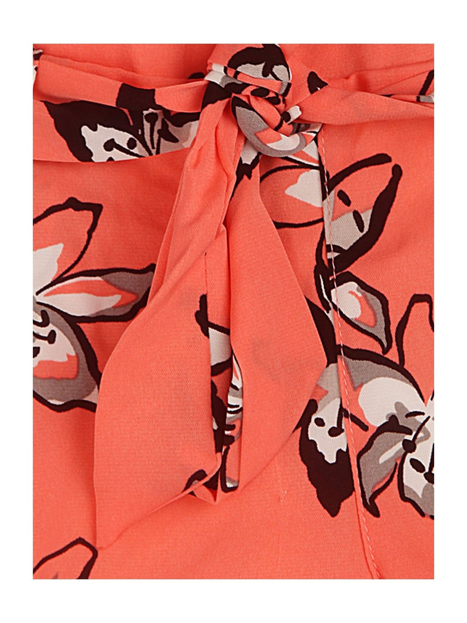 Tiny Girl Kids Peach Floral Print Shorts