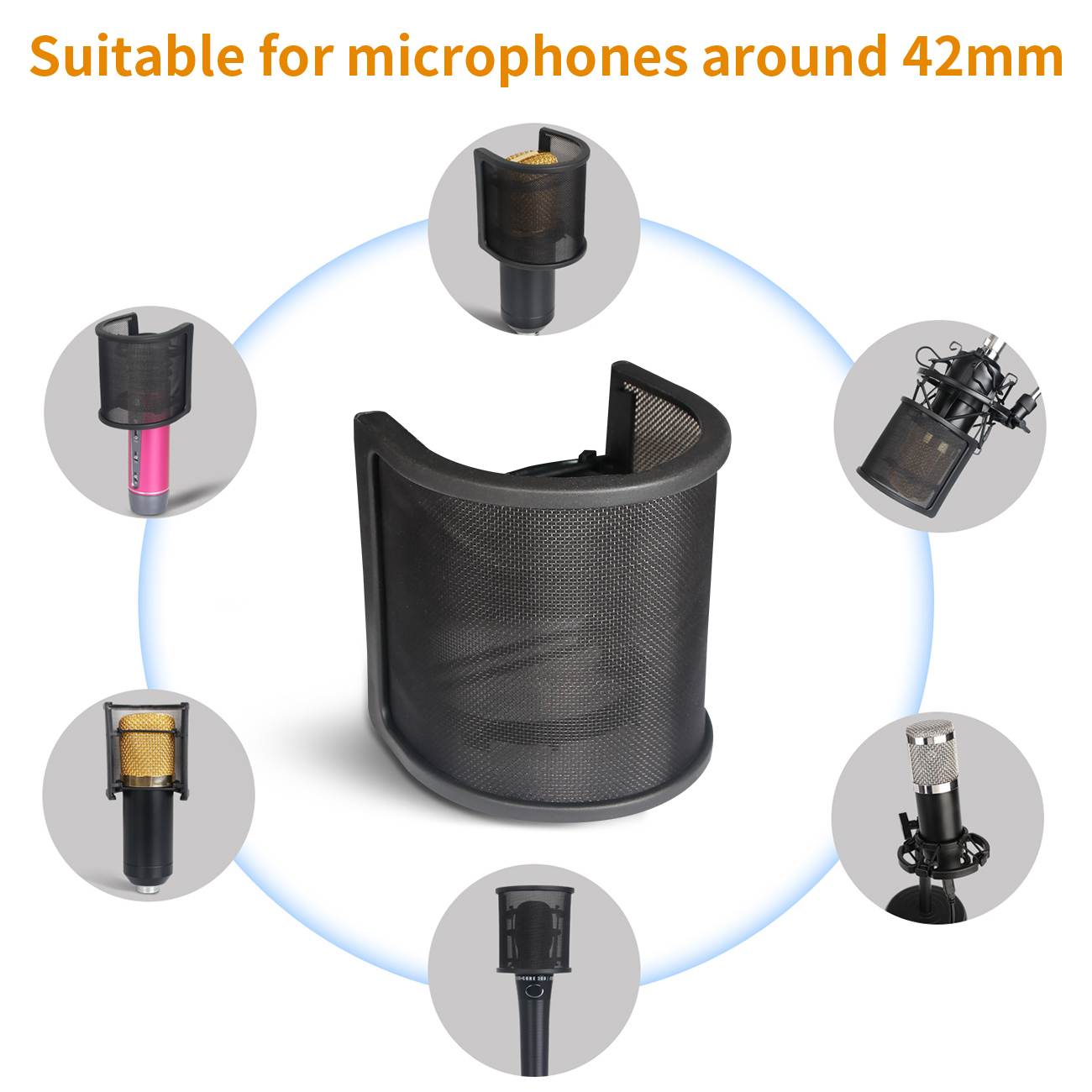 Depusheng Microphone Pop Filter, Pop Shield, Pop Screen, Mic Screen, ABS Plastic Features Lightweight, Stable Structure and Sturdy