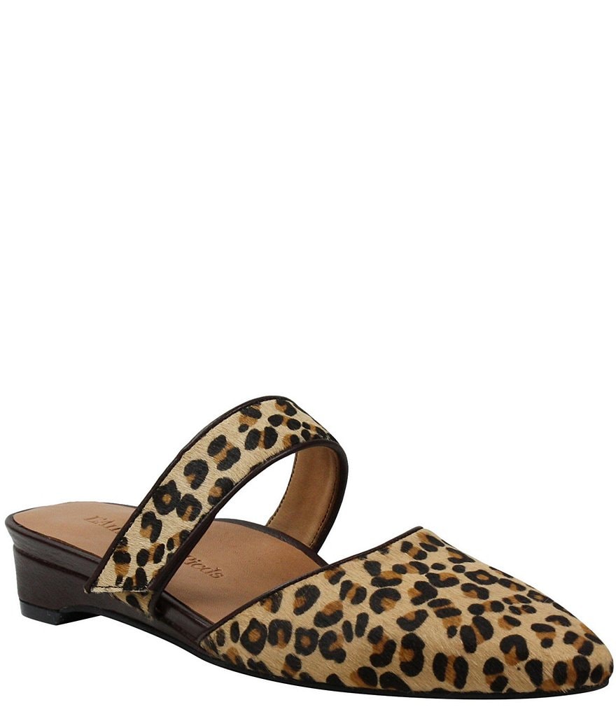 L'Amour Des Pieds Baruk Leopard Print Calf Hair Wedge Mules