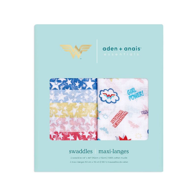 aden + anais Essentials Wonder Woman Muslin Swaddle Blanket - 2pk