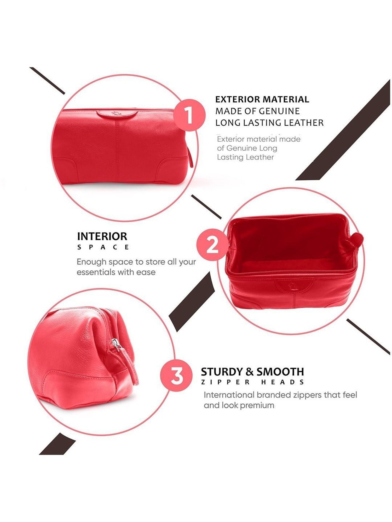 Kara Red Unisex Leather Pouch