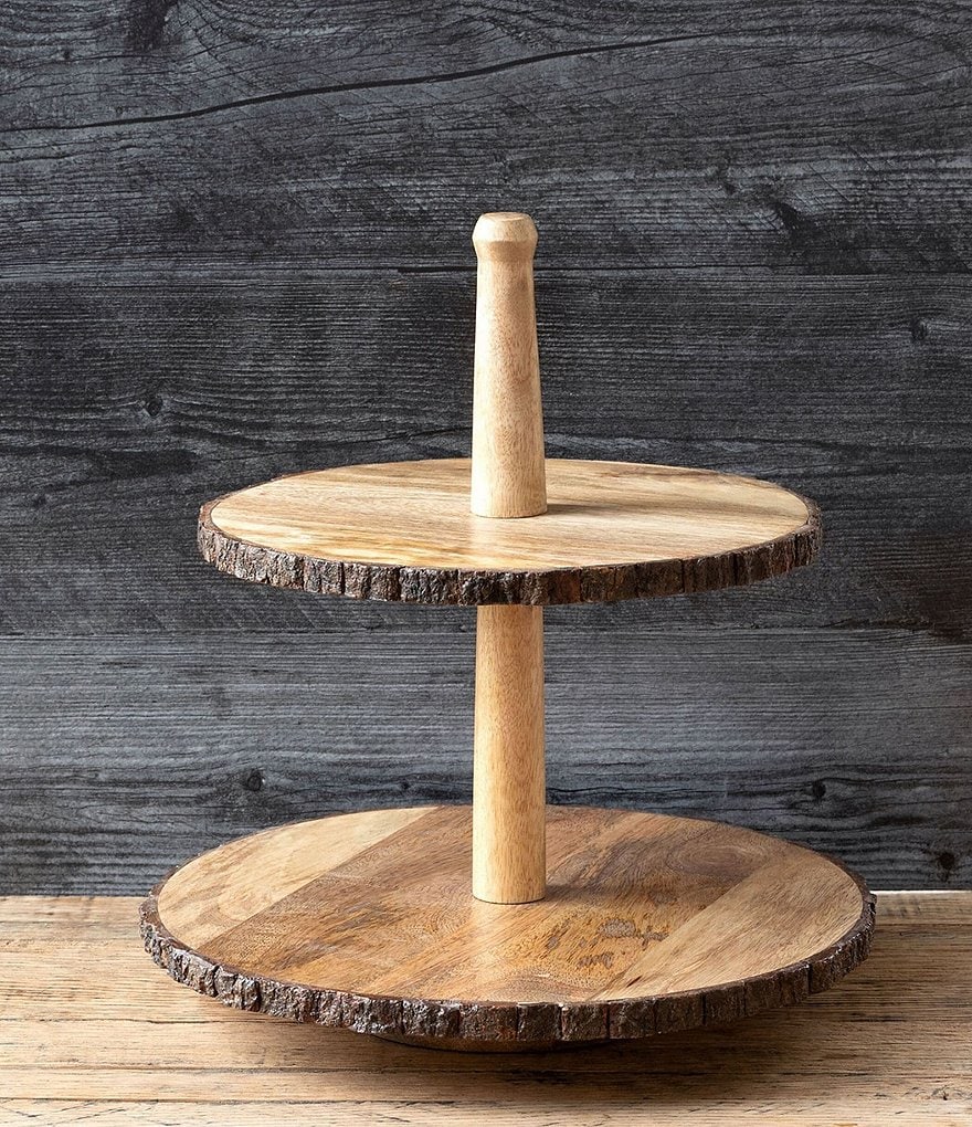 Park Hill Lodge Collection Woodland 2-Tier Wood Server