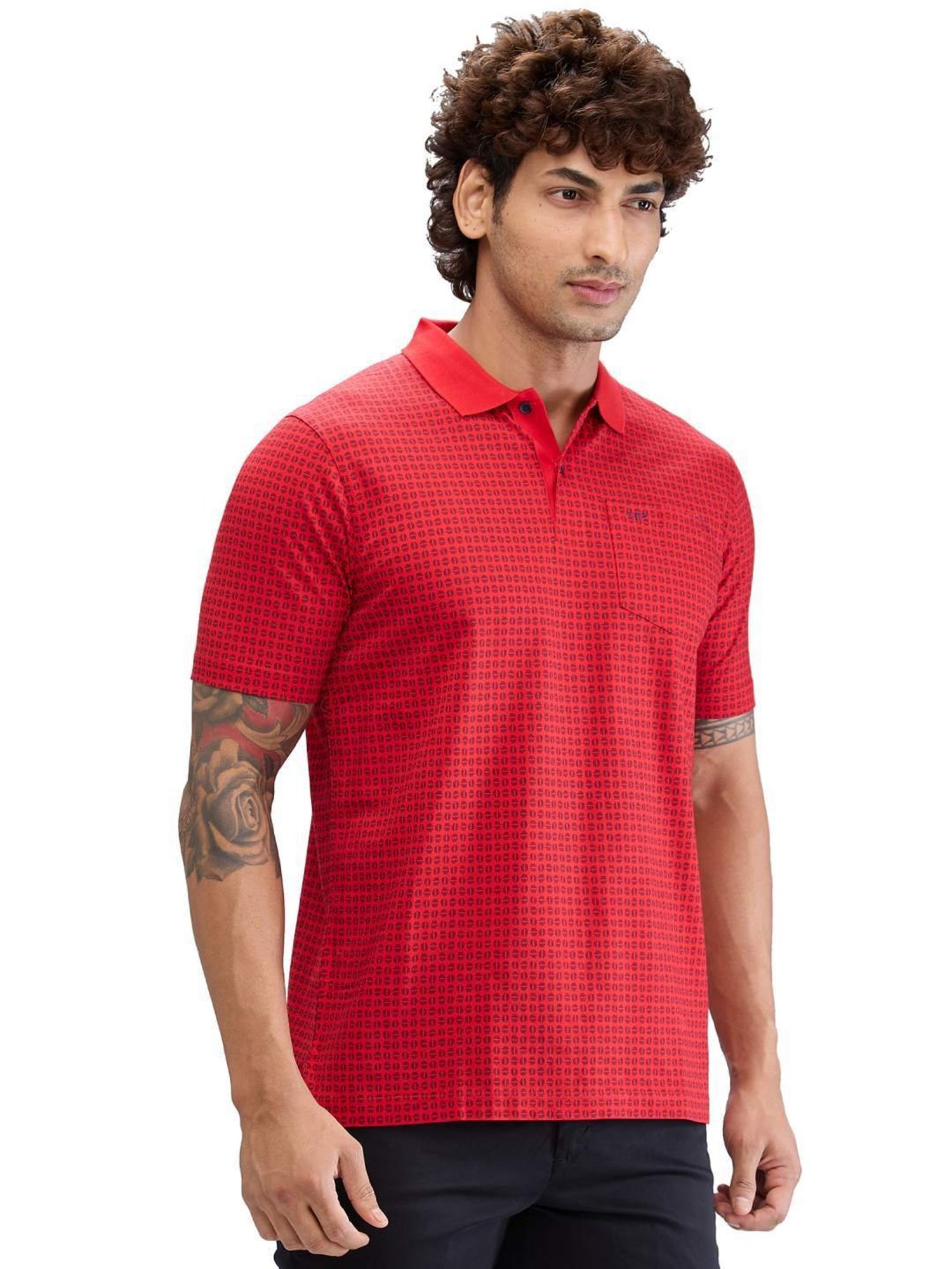 Colorplus Red Classic Fit Printed Polo T-Shirt