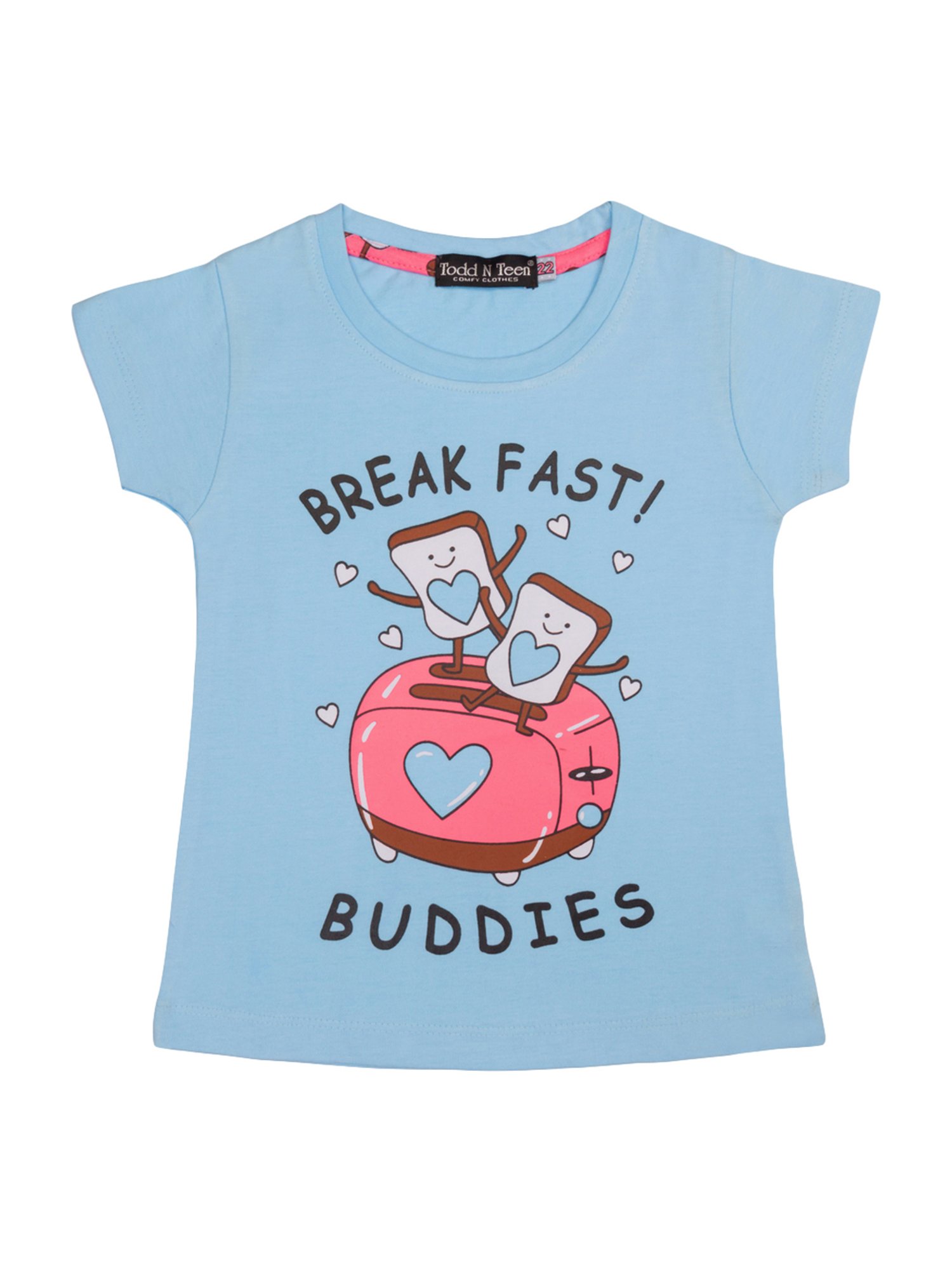 Todd N Teen Kids Blue Cotton Printed T-Shirt & Capris