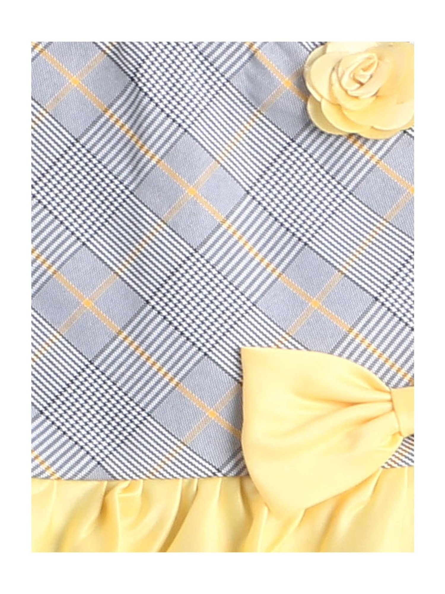 The Magic Wand Kids Grey & Yellow Checks Dress with Bow