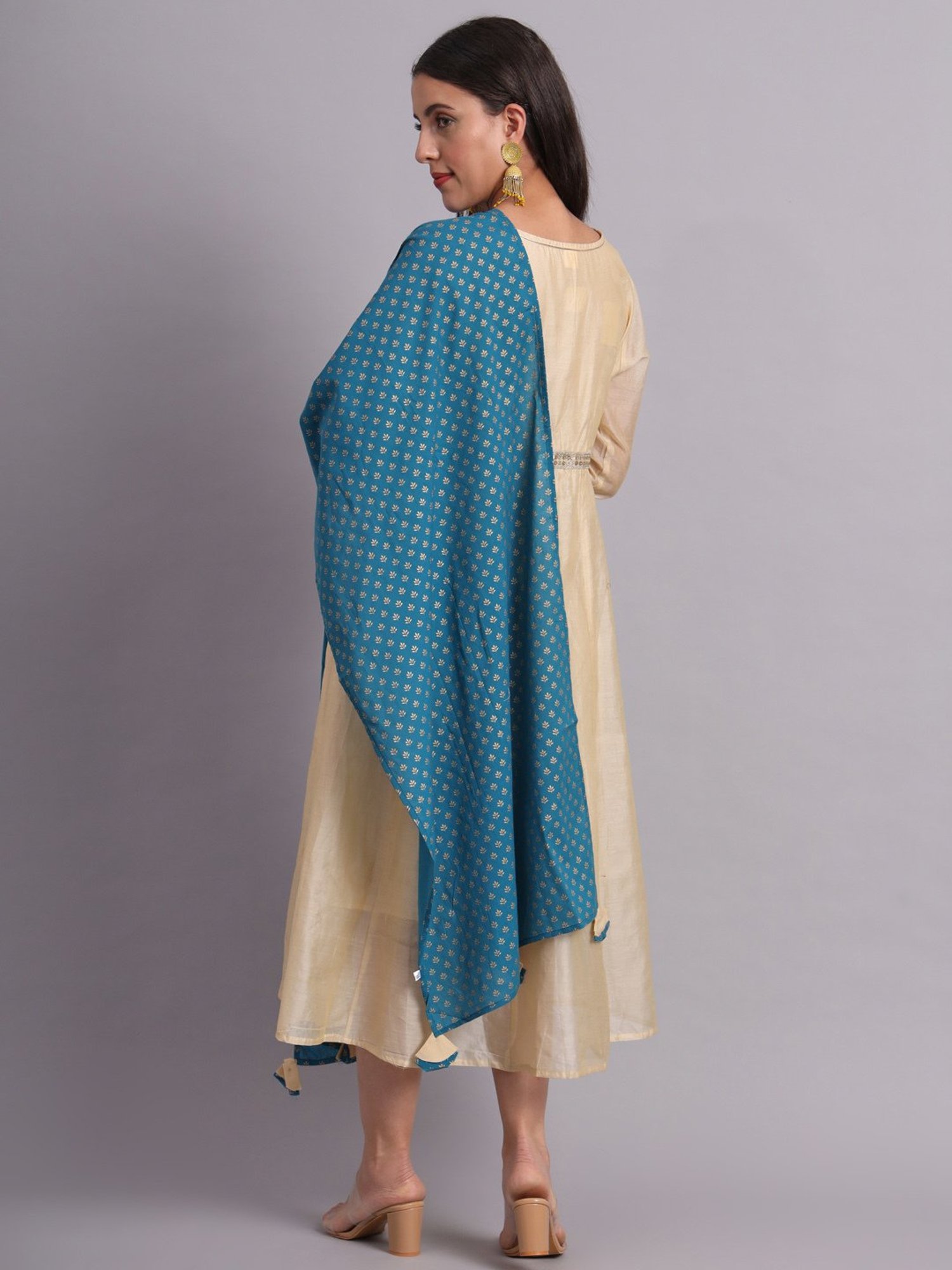 DECKEDUP Blue Printed Dupatta