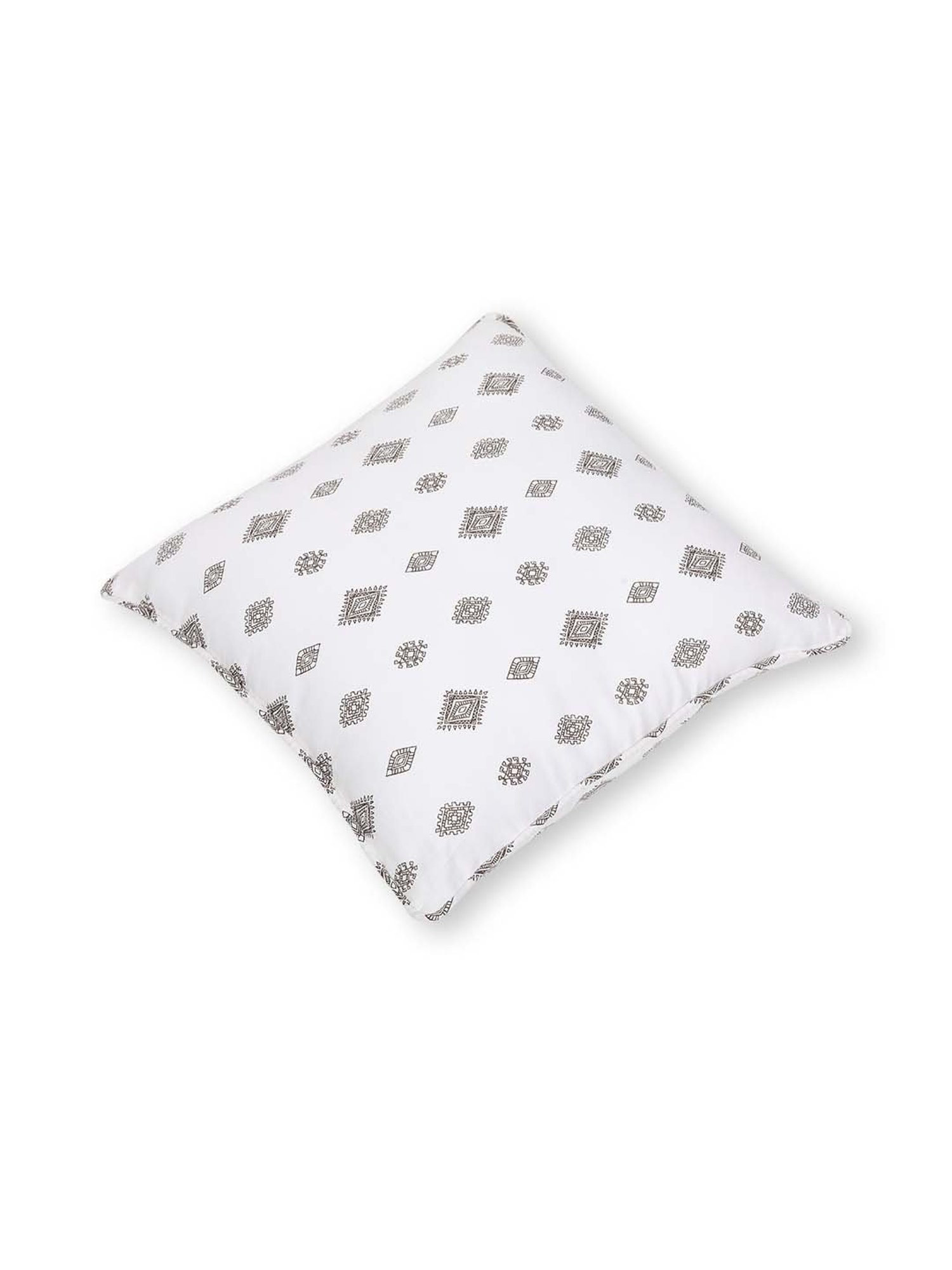 Swayam White & Brown Cotton 240 TC Cushion Covers - Set of 2