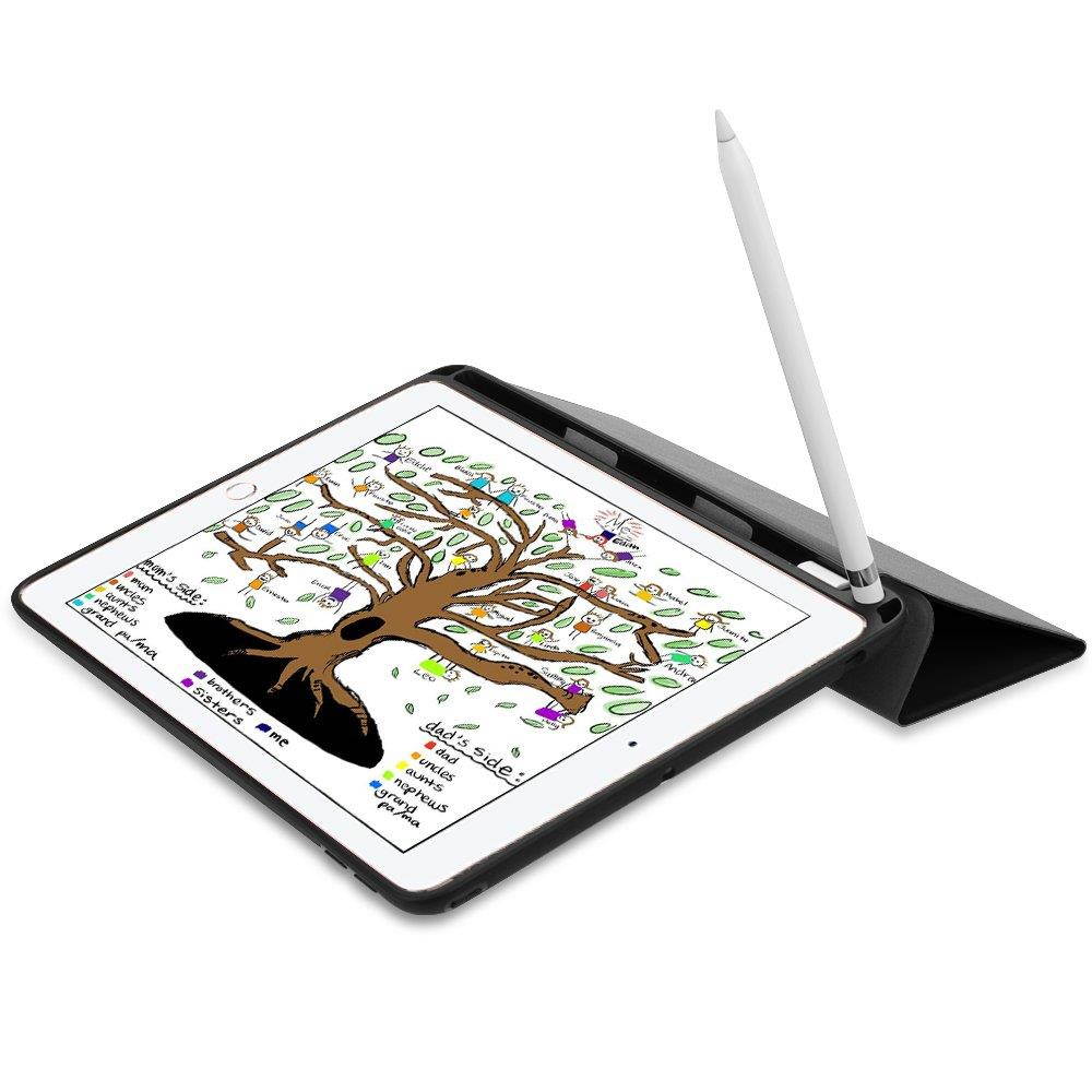 Fintie iPad 9.7 2018 Case with Built-in Apple Pencil Holder - [SlimShell] Lightweight Soft TPU Back Protective Stand Cover with Auto Wake/Sleep for Apple iPad 2018 9.7 Inch (6th Gen), Black