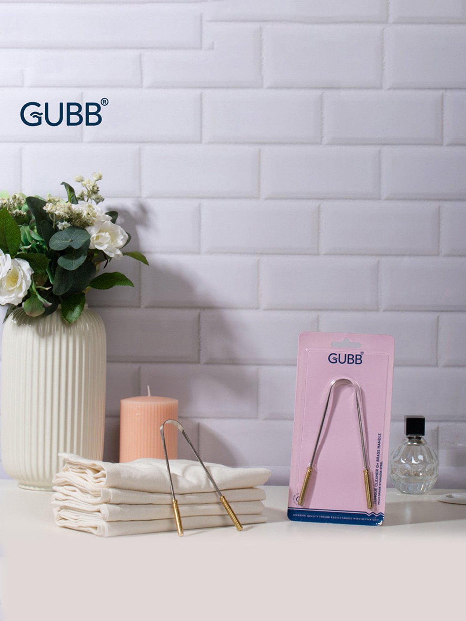 GUBB G+ Tongue Cleaner with Brass Handle, Tongue Scraper for Bad Breath
