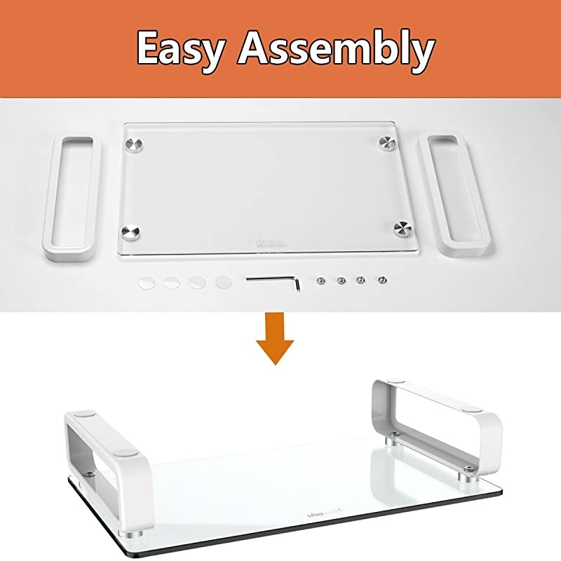Pack Computer Monitor Stand Riser Multi Media Desktop Stand for Flat Screen LCD LED TV LaptopNotebookXbox One with Tempered Glass and Metal LegsHD0T01