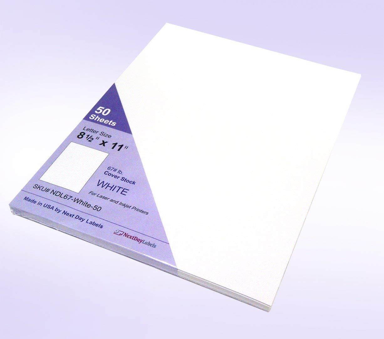 67 Lb. Cover Card Stock, 8-1/2 x 11 Letter Size, 50 Sheets Per Pack (WHITE)
