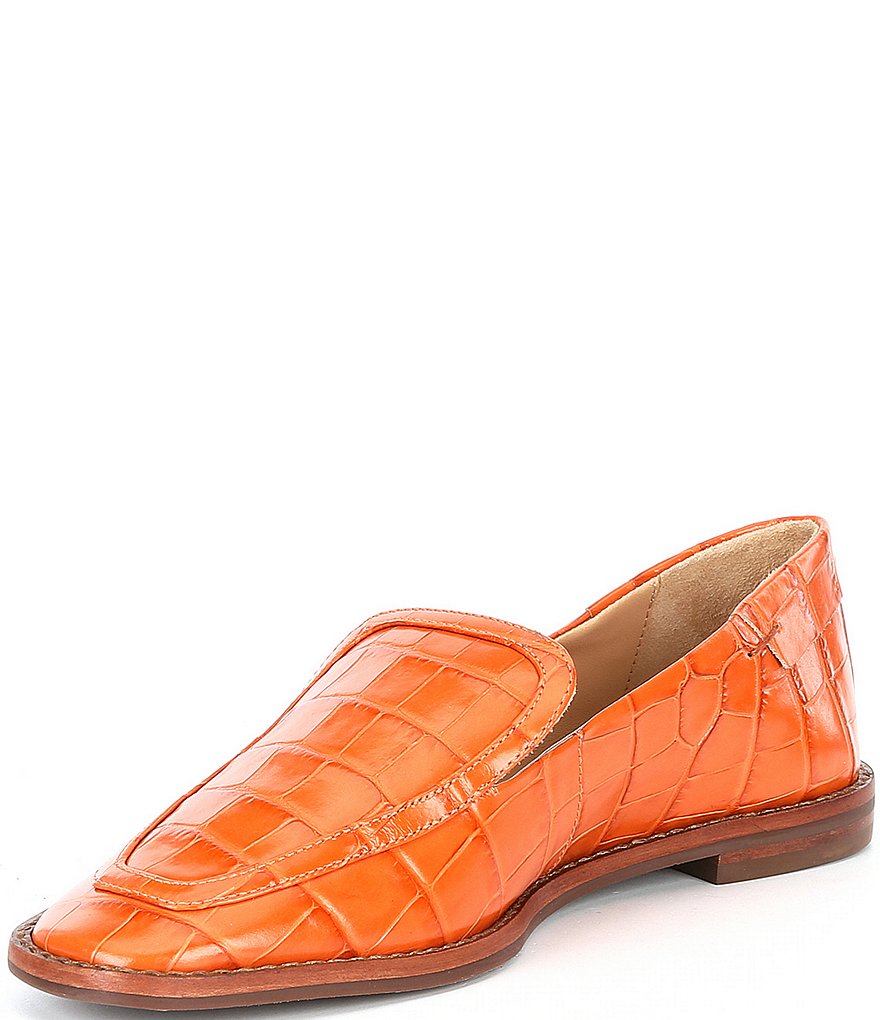 Schutz Hada Croco Print Leather Loafers