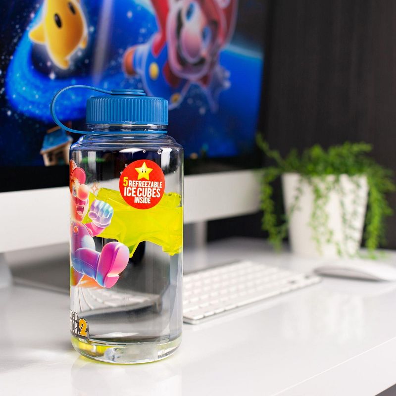 Just Funky Super Mario Bros 6-Inch Plastic Water Bottle | Super Star Ice Cubes