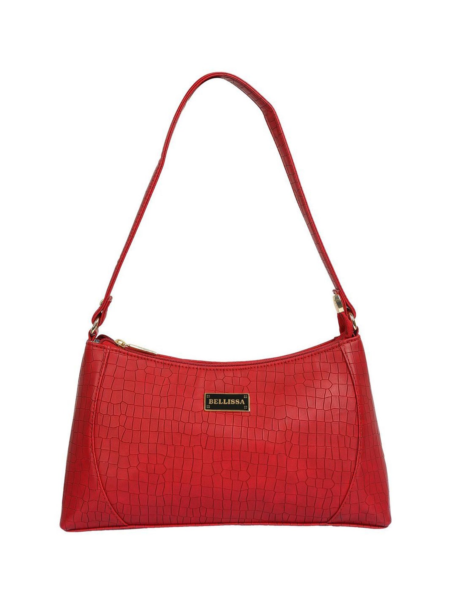 Bellissa Red Textured Medium Premium Shoulder Handbag